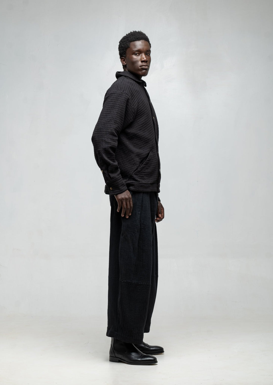 KWARU TROUSER BLACK RIBBED COTTON | UNISEX - Katush Store