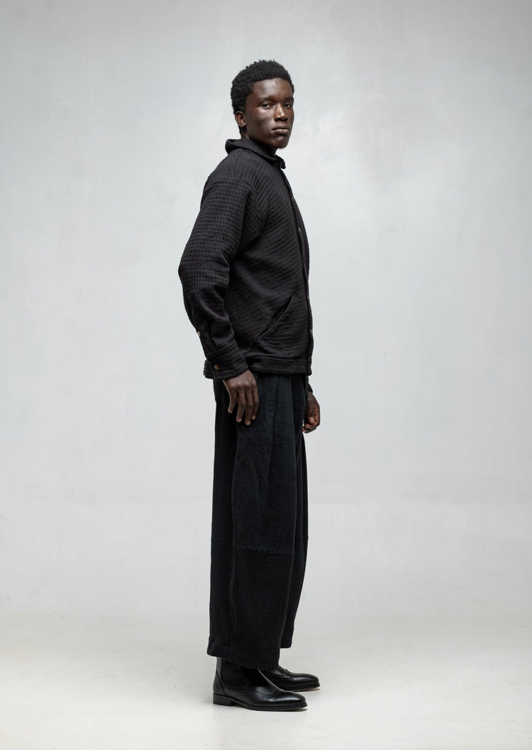 KWARU TROUSER BLACK RIBBED COTTON | UNISEX - Katush Store