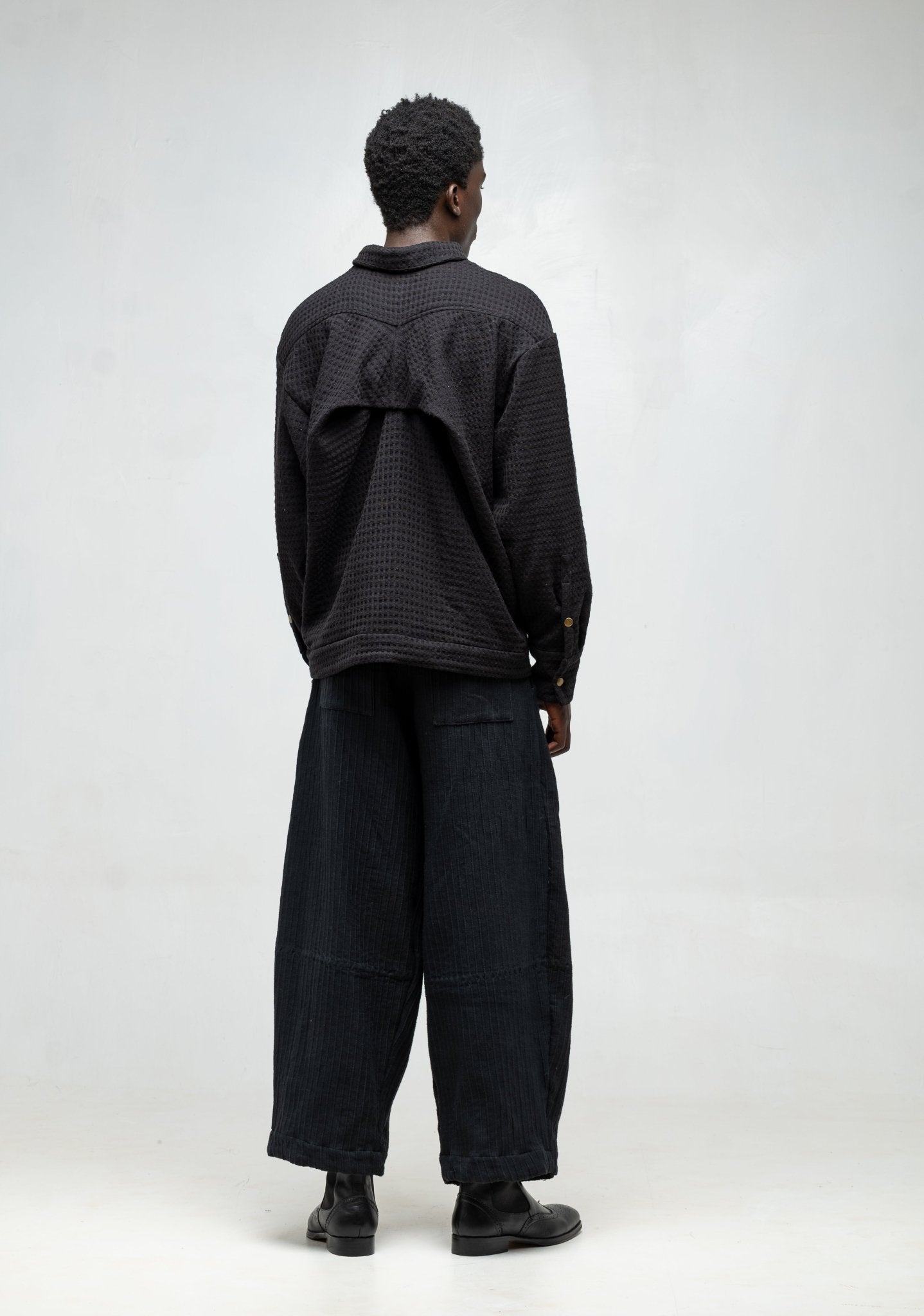 KWARU TROUSER BLACK RIBBED COTTON | UNISEX - Katush Store