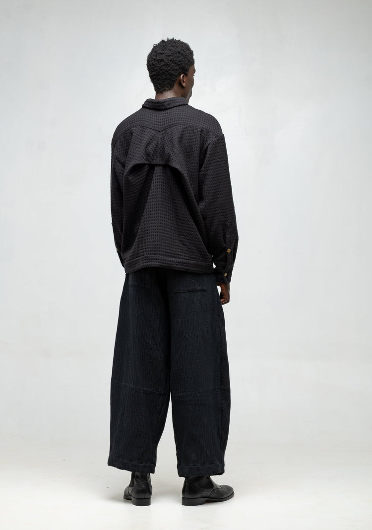 KWARU TROUSER BLACK RIBBED COTTON | UNISEX - Katush Store