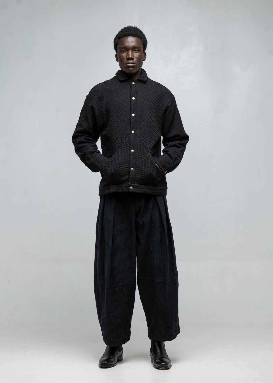 KWARU TROUSER BLACK RIBBED COTTON | UNISEX - Katush Store